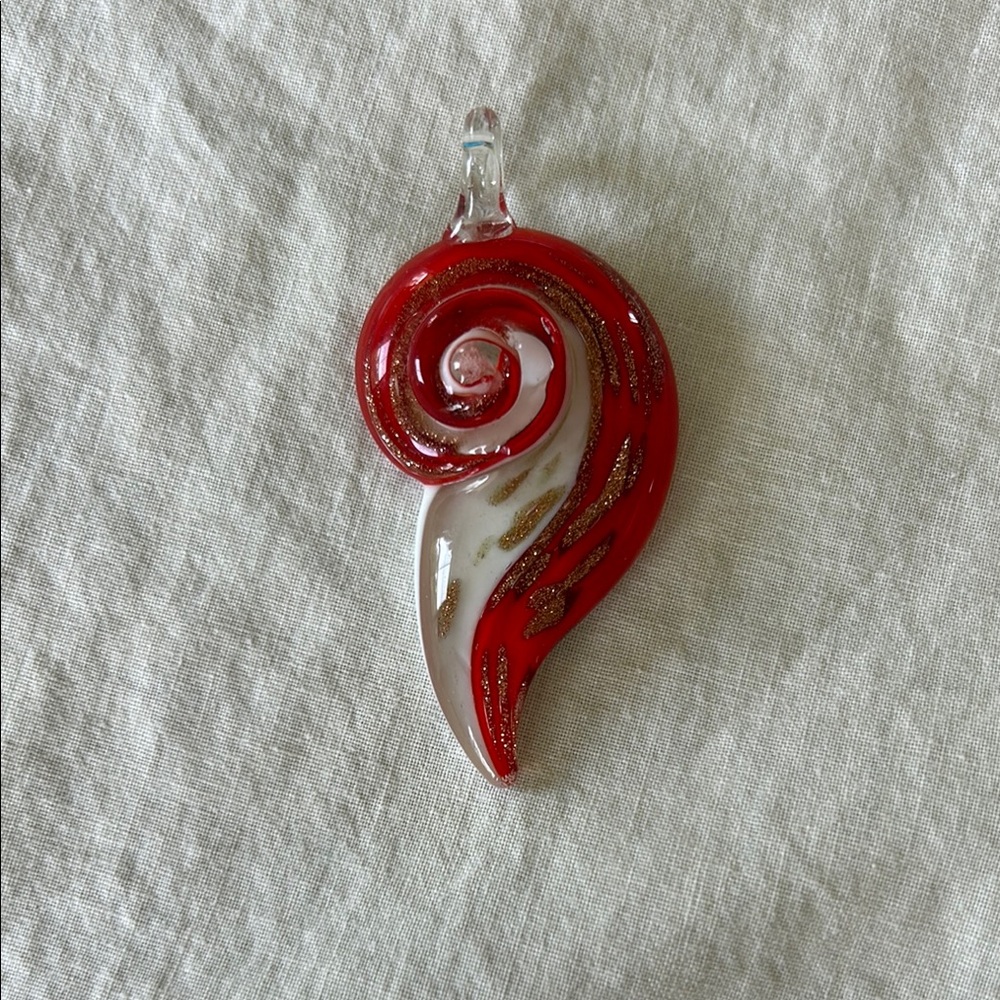Elegant Red and White Swirl Pendant
